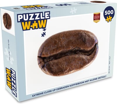 Puzzel Extreme close up gebraden koffieboon met kleine details - Legpuzzel - Puzzel 500 stukjes