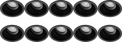 Spot Armatuur 10 Pack - Proma Zano Pro - GU10 Inbouwspot - Rond - Zwart - Aluminium - Kantelbaar - Ø93mm
