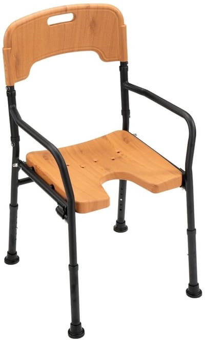 MultiMotion opvouwbare douchestoel met hygiëne uitsparing - Beuken print