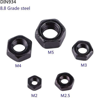 Dailygoods- Zeskantmoeren 100 stuks - Zwart/zink - Koolstofstaal - M2-M5 - Bevestigingselement - Corrosiebestendig - Moeren