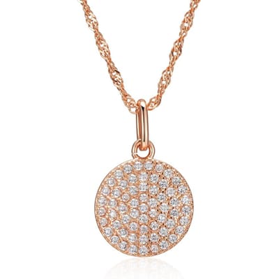 Collier Pendentif Rond Zircon Naturel Entièrement Brillant Pour Femmes Mode Couleur Or Rose Haute Qualité Bijoux Fins Quotidien beige