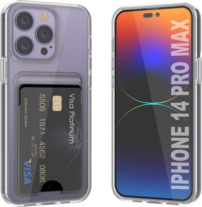 Casemania Hoesje Geschikt voor Apple iPhone 14 Pro Max - Transparant - Siliconen Back Cover met Kaarthouder