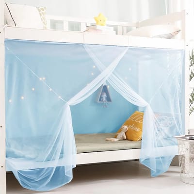 Bed Hemel Gordijn - Luifel Gordijn - Slaapkamer Decoratie - 8 Hoek Ontwerp - 1-1.8m Bed - Blauw