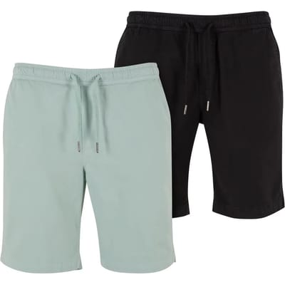 Urban Classics - Stretch Twill Joggshorts 2Pack Korte broek - M - Mintgroen/Zwart