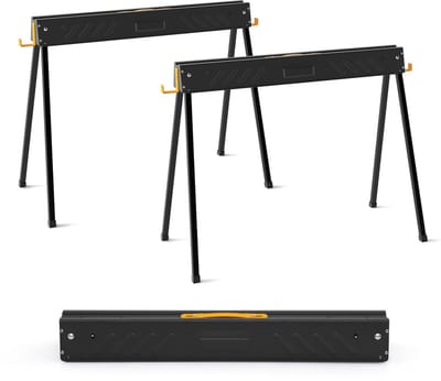 COSTWAY Werkbok, set van 2, tot 500 kg belastbaar, bokken inklapbaar, zaagbok met 2 x 4 steunarmen, draagbare inklapbare bokken met handgreep, steiger voor houtbewerking, 94 x 47 x 74 cm