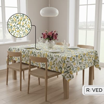 Raved Tafelzeil 140x310 cm - Geel Groen Citroentjes - PVC - Afwasbaar