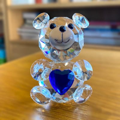 Liefde Hart Kristal Beer Beeldjes Glas Mode Ornament Ambacht Lieflijk Dier Papgewicht Bruiloft Huis Decor Kerstcadeaus gray