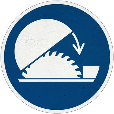 Beschermkap cirkelzaag gebruiken gebodsbord - M031 | Sign Again materiaal | 10 cm
