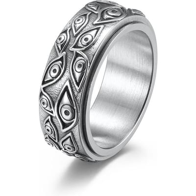 Mode Retro Roestvrij Staal Demonenoog Ringen Punk Creativiteit Draaibare Ring voor Mannen Vrouwen Angstverlichtende Sieraden 9 gray