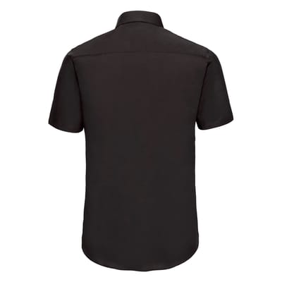 Russell Collection Heren Stretch Overhemd Met Korte Mouwen (Zwart)
