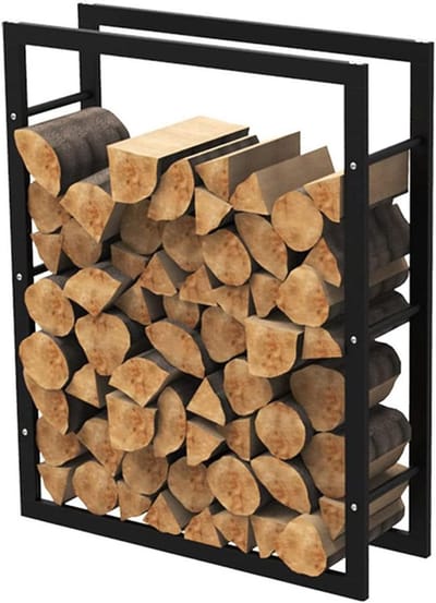 Brandhoutrek Metaal - Houtopslag Haard - Haardhout Opslaan - Robuust Stalen Frame - 80x25x100cm - Zwart