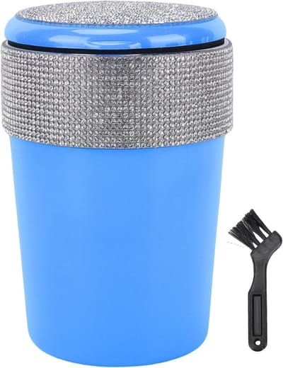 Kleine Prullenbak - Desktop Vuilnisbak - Kantoor Auto Thuis - Strass Ontwerp - Compact Formaat - Blauw