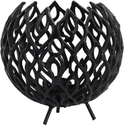 LM-Collection Flame Waxinehouder - Ø20x18cm - Zwart - Messing - kandelaars, kandelaar hout, kandelaar zwart, kaarshouder, kaars kandelaar, lantaarn windlicht, lantaarn voor buiten, lantaarn binnen,