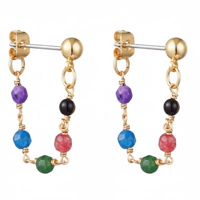Yehwang Oorbellen Ketting en Steentjes Koper goud festival