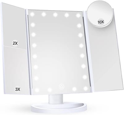 BOTC Spiegel met LED verlichting - 10x vergroting - Spiegel Verlichting – Moederdag Cadeautje - Cosmetica Spiegel - Wit