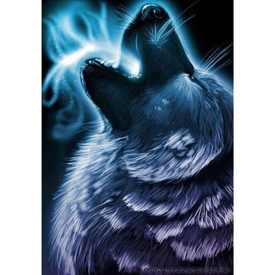 Peinture diamant 5D à faire soi-même, perceuse ronde complète  hurlement de loup , broderie en point de croix, cadeau de décoration d'intérieur 20X30CM gray