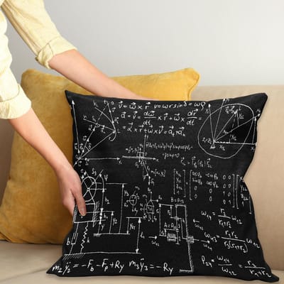 ABAKUHAUS Fysica Kussenhoes – 40x40 cm – Dubbele zijde bedrukt – Antraciet/Wit