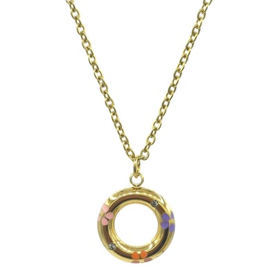 Goldplated ketting met cirkelvormig halo hangertje - 40-45 cm