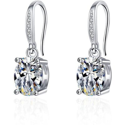 Vrouwen Oorbel Hanger 925 Zilver Luxe Micro -Ingelegde Zirkoon Paar Zilverkleur Oorknopjes Piercing Hoops Oorbellen Sieraden Cadeau gray