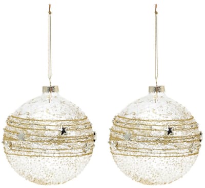 Kerstballen 10 cm (2 uds) Kristal Gouden