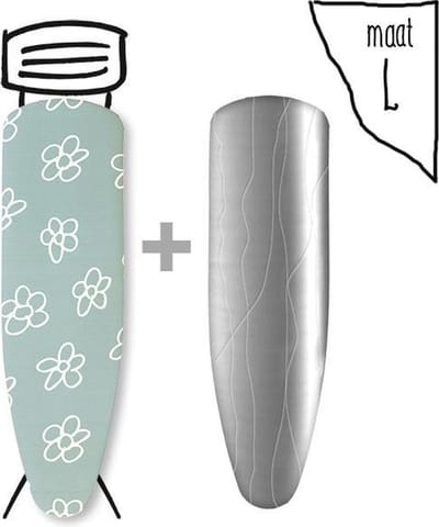 Leuke Strijkhoezen | Strijkhoes met een Stoom Molton - bloemen groen - maat L - complete set