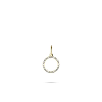 Gisser Jewels - Hanger excl. Collier - Rond gezet met Zirkonia - 16mm x 10mm - 10mmØ - 14 Karaat Geelgoud