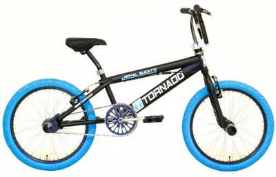 BMX Royal-Bugatti Tornado Freestyle 20 inch - Matzwart met blauwe banden