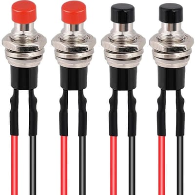 Mini zelfremmende drukschakelaar 7 mm - 4 stuks ON/OFF 2-pins voor auto, boot, Arduino en doe-het-zelf