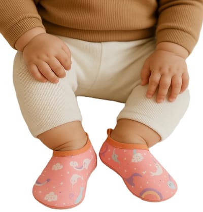 Antislip Babyslofjes – XXS (6–12 maanden) – Baby Floor Socks – Zachte Zool – Roze Regenboogvis – Voor Baby’s en Eerste Kruipbewegingen