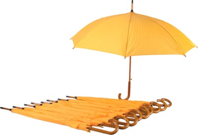 Paraplu Set van 10 Geel Automatische 98cm Diameter | Windproof Paraplu's voor Volwassenen | Geel - Unisex Paraplu Met Houten Handvat