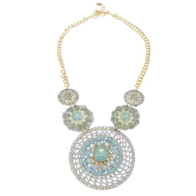 Behave - Korte ketting - Gehaakte cirkels met steentjes - 48 cm