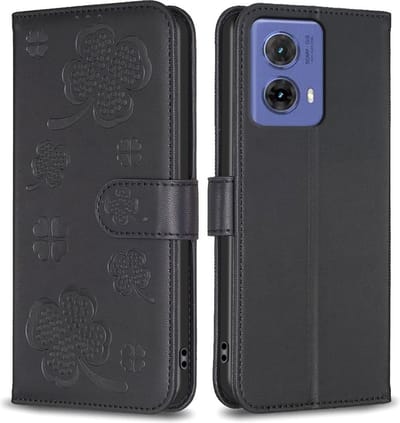 Coverup Hoesje - Geschikt voor Motorola Moto G85 Hoesje - Coverup Klavertje Book Case - Zwart