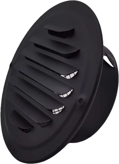 Ventilatierooster Rond 150 mm Zwart met Insectenhor | Roestvrij Staal Ontluchtingskap