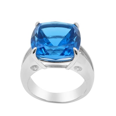 Cavill - Elegante Zilveren Ring 925 Sterling - 14,256 ct Marambaia Topaas - Cambodjaanse Zirkonia - Gerhodineerd - Antiek Kussen Slijpsel