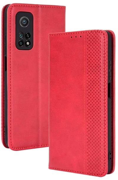 Coverup Hoesje - Geschikt voor Xiaomi Mi 10T Pro Hoesje - Coverup Vintage Style Book Case - Rood