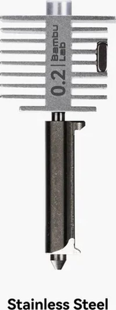 Bambu Lab 0.2mm Hotend Assemblage met RVS Nozzle - A1 Series