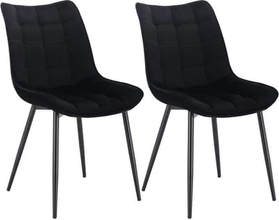 Mygroot - Luxe Eetkamerstoelen - Zwart - Set van 2 Met armleuning - Fluweel - Velvet stoel - Eetkamerstoel - Kuipstoel - Industriële - Woonkamerstoelen Nieuw Collectie!