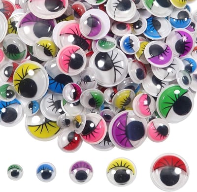 210 Stuks Zelfklevende Wiggen met Kleurige Wimpers en Ronde Plastic Ogen voor DIY Scrapbooking en Creatieve Projecten