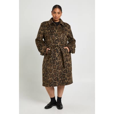 boohoo Dames Plus jasje met luipaardprint en wollen uitstraling | Leopard | Maat: 18