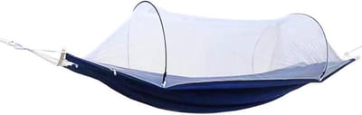 Dubbele Hangmat - Tuinbed Canvas - Buiten Ontspannen - Met Beschermend Gaas - 270 x 150 cm - Blauw