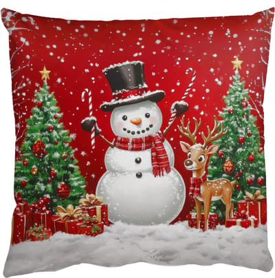 Sierkussens - Kussentjes Woonkamer - 50x50 cm - Feestvreugde - Winterbos - Kleurrijk