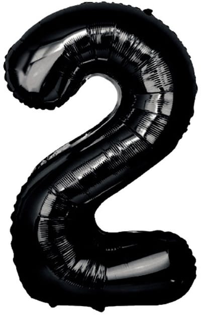 Jonyx - Ballon cijfer 2 - Folieballon - Cijferballon - Feestballon - Zwart - XL - 100 cm - Verjaardag - Jubileum