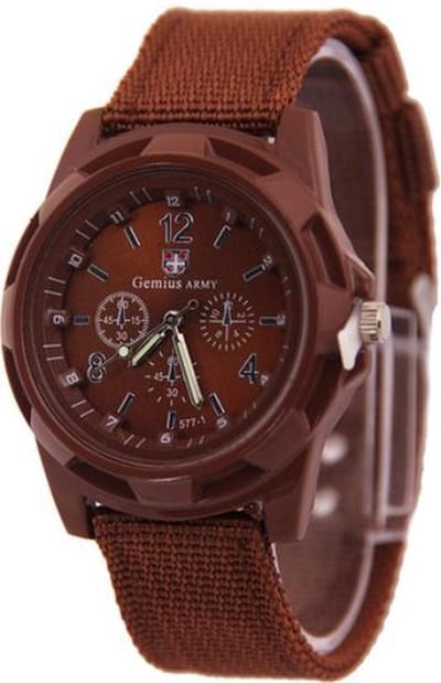 Fako® - Horloge - Army - Bruin