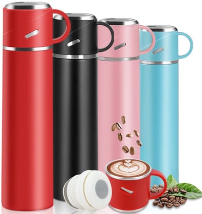 Allecto - Drinkfles - Thermosfles - Dubbelwandige Vacuum Geïsoleerde Fles - Rood - Lekvrije Thermosfles - Voor Koffie, Thee, Melk - Geschikt voor V..