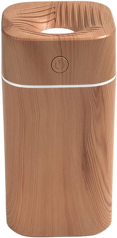 Kleine luchtbevochtiger - Desktop vernevelaar - Comfort verbeteren - Instelbare sfeerverlichting - 300 ml tank - Houtkorrel