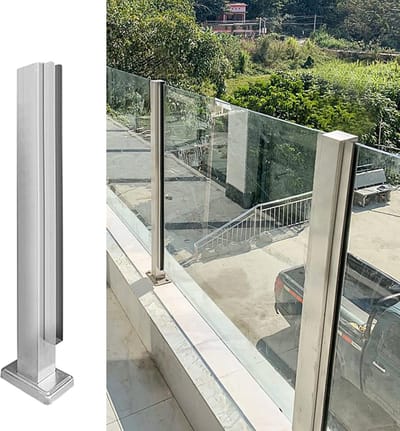 Balustrade Paal - Hekwerk Paal - Terrassen Beveiligen - Roestvrij Staal - 65 cm - Grijs
