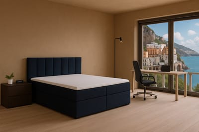 Boxspring Amalfi vlak, 120x200 cm, kleur donkerblauw