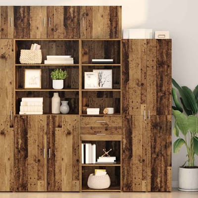 vidaXL - Highboard - Oud - Hout - 50 - x - 42,5 - x - 225 - cm - Bewerkt - hout