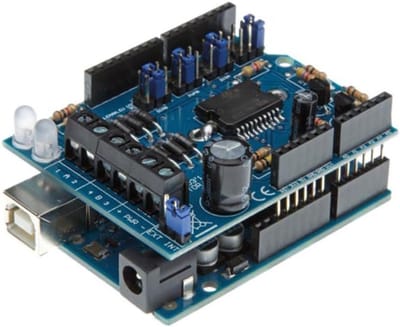 Motor Power Shield - Arduino Uitbreiding - Educatieve Projecten - Stapelbaar Ontwerp - 2 Kanalen - Blauw