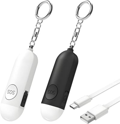 2 Stuks Persoonlijk Alarm – Flitslicht – Met Karabijnhaak – USB-Oplaadbaar – SOS Sirene – Voor Vrouwen, Kinderen & Nachtlopers